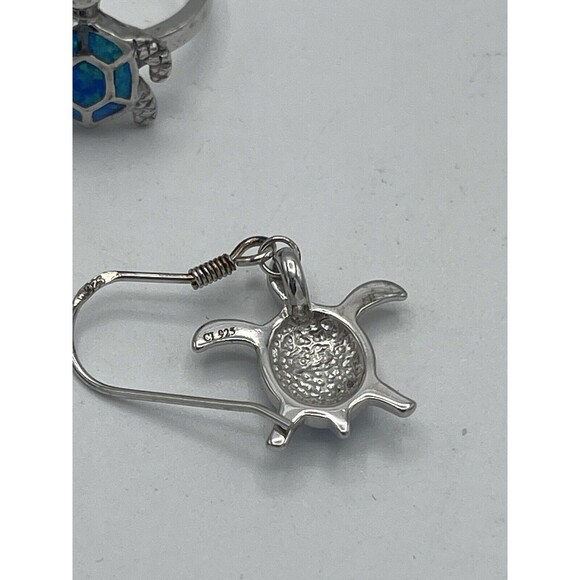 Honolulu Jewelry Co Sterling Silver Synthetic Opal Inlay Turtle Ring & Earrings - Picture 11 of 12